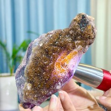 1.35LB Rare transparent purple cubic fluorite mineral crystal sample/China