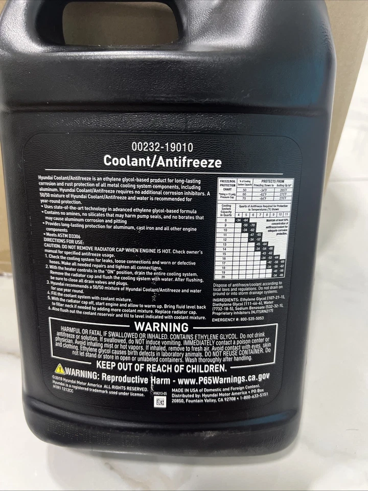 (1) Anticongelante refrigerante de larga vida HYUNDAI de un galón OEM NUEVO 00232-19010 Foto 2 de 2