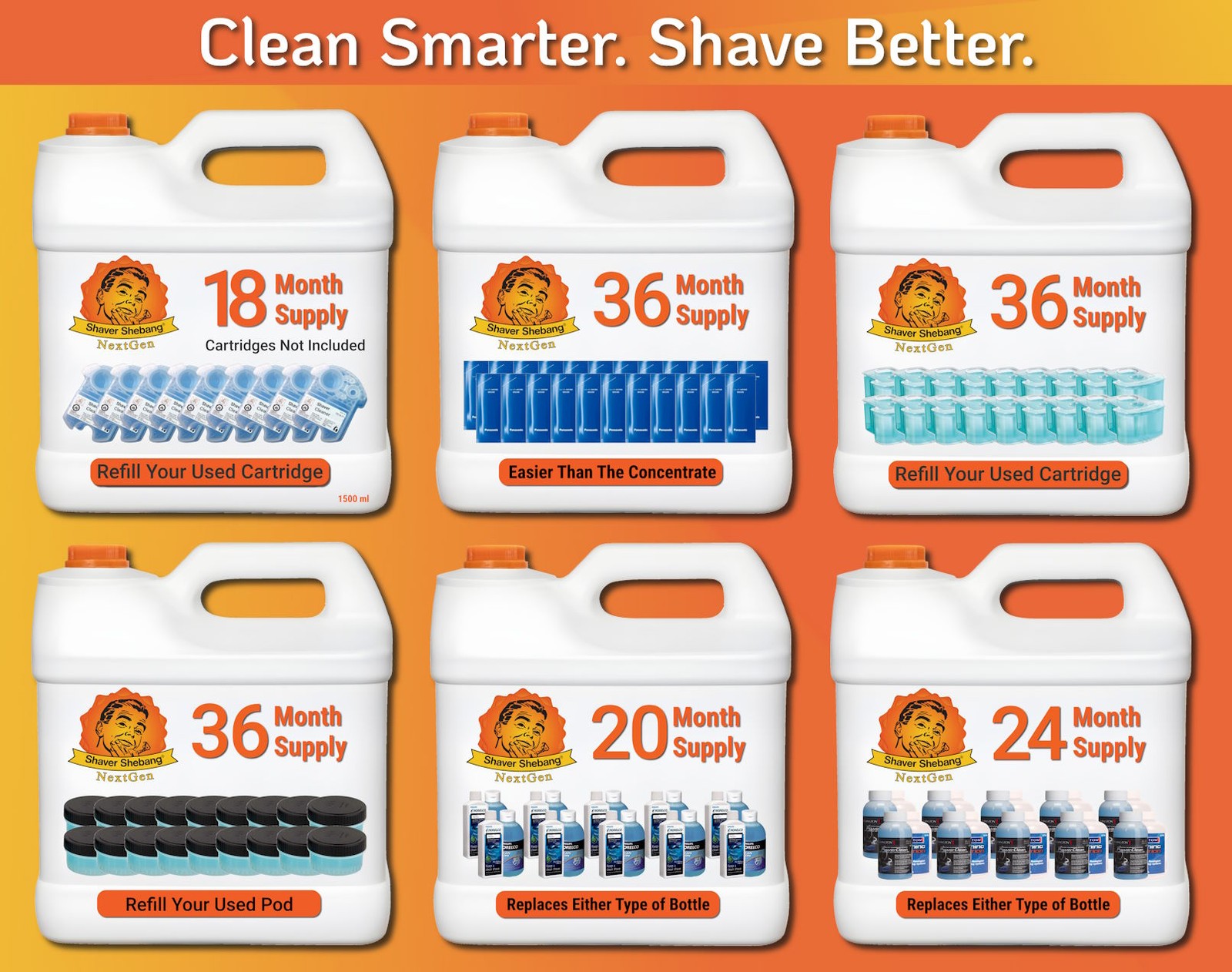 Panasonic WES4L03 Cleaner, replace 42 concentrate packets from 2 Shaver Shebang