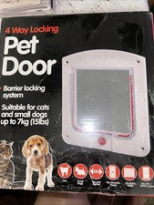 Pet Shop 4-Way Locking Small Cat Puppy Dog Lock Lockable Safe Flap Door Plastic
