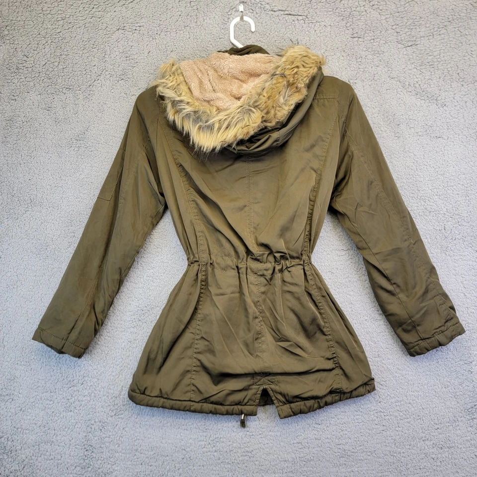 Chaqueta Parka Ymi Juniors XL Verde Cremallera Completa Forrada de Piel Palanca Residuos Piel Borde Capucha Foto 2 de 4