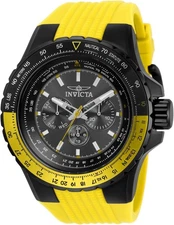 Invicta 33038 Aviator Men's Yellow/Black 50mm Multi-Function Silicone Watch