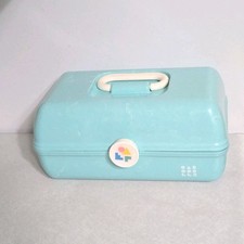Caboodles Aqua Blue Green Seafoam Marble Organizer Makeup Case Mirror