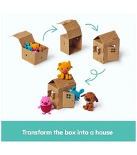 Sago Mini Plush Gift Pack, 4 Stuffed Animals with Transforming Cardboard...
