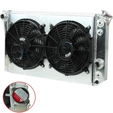 3 Row Aluminum Radiator+ Fan Shroud For 82-02 Chevy S10 Blazer 84-90 Corvette V8