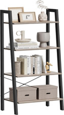 Ladder Shelf, 4-Tier Bookshelf, Storage Rack, Bookcase with Steel Frame, for Liv