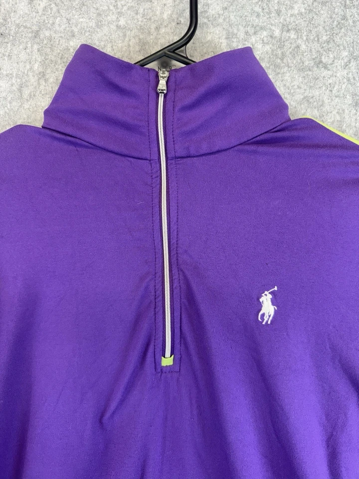 Pulôver Ralph Lauren golfe quarto de zíper manga longa roxo/verde elástico - Imagem 2 de 4