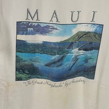 Vintage Maui Hawaii Humpback Whales White T-Shirt, Stedman Size XL, Made in USA