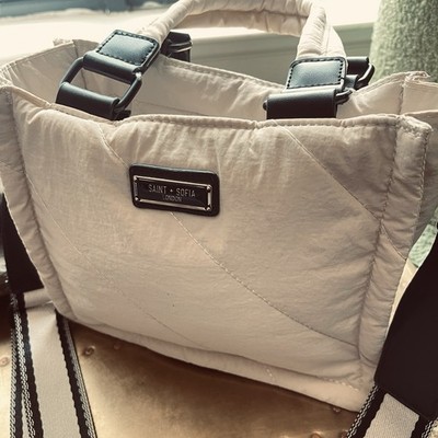 Saint + Sofia Mini Tote Bag Quilted Nylon With Leather Trimming