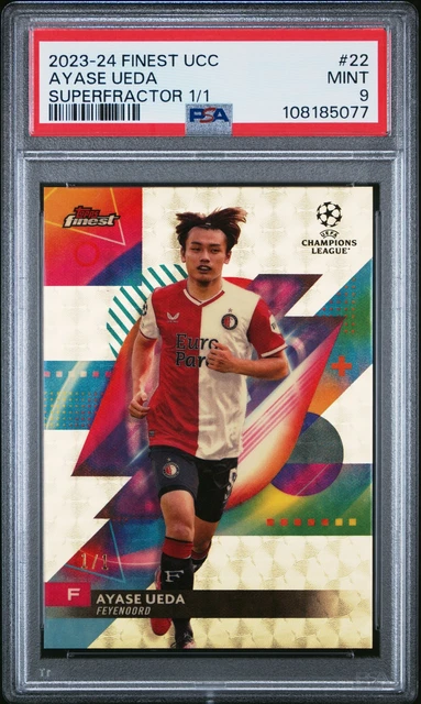 2023-24 TOPPS FINEST UEFA CLUB COMPETITIONS #22 AYASE UEDA 1/1 PSA 9