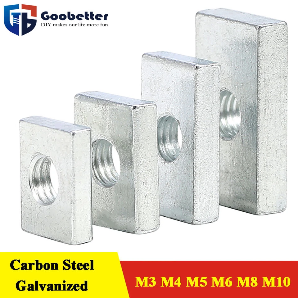Rechteckig Kohlenstoffstahl Verzinkt Nutenstein Gewindeplatte M3 M4 M5 M6 M8 M10