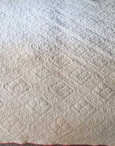 VTG Handmade Patchwork Diamond Quilt Flower Pot Design Homemade Twin Bed Pink - Picture 12 of 12