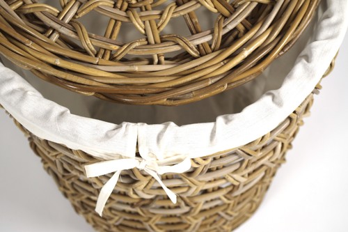 Wäschebehälter Wäschekorb Puff PLAIT Kubu Grau mit Deckel und Textilfutter groß - Bild 7 von 8