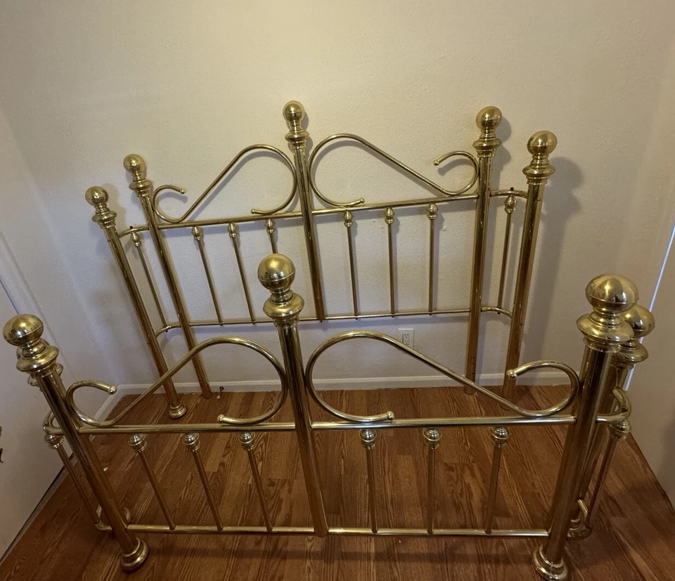 Vintage Brass Headboard And Footboard - Image 3 of 4