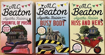 Lot of 3 M.C. Beaton: Spoonful Poison~ Busy Body~ Hiss & Hers (Agatha Raisin) PB