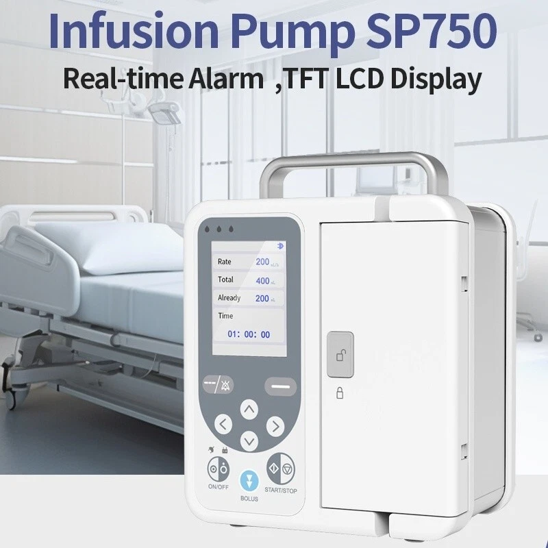 SP750 Bomba de Infusión Alarma en Tiempo Real Pantalla LCD Grande Fluido IV Volumétrico Foto 2 de 4