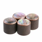 4PCS Guitar Bass Volume Tone Control Knobs abalone inlay Dome top Bronze