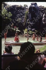 sl03 Original Slide 1980's Hawaii Oahu PCC dancers on canoe 254a