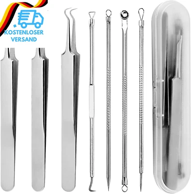 Icovalescent 7 Stück Mitesserentferner, Pickel Ausdrücken Werkzeug, Hochwertiger