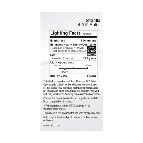 4 Pack 8W =60W Antique A19 LED Filament Victorian Style 2700K Clear E26 Base - Picture 10 of 11