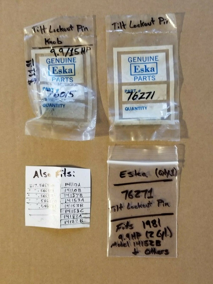 NOS Sears Eska Gamefisher 9.9/15 HP Tilt Lockout Pin & Knob Assy