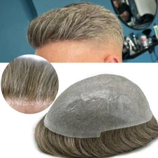 Mens Toupee Hairpiece 0.06mm Thin Skin V-Loop Invisible Poly Pu Hair System Wig