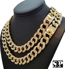 Hip Hop Quavo Full Iced 16",18", 20", 24" Miami Cuban Link Choker Necklace