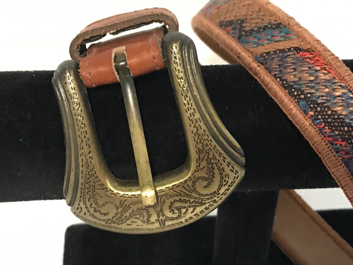 CAROLE LITTLE Vintage Designer Genuine Leather Western Belt Antique Silver Oval Early 2000s Chrome Hearts Oval Belt Vintage CH available now  main image 4