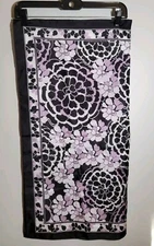 Elie Tahari 100% Silk Scarf Square 30" X 30" Lilac Black Floral Print EUC 