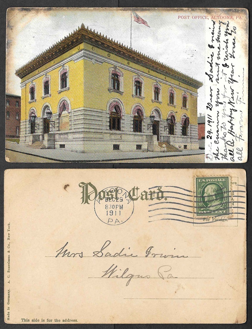 1911 Pennsylvania Postcard Altoona Post Office eBay