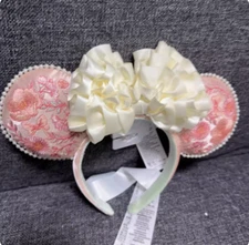 Disneyland Authentic Disney Parks 2022 Embroidered Flowers Minnie Ears Headband