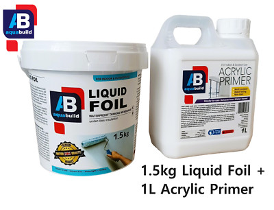 Wasserdichte Tankmembran 1,5kg Flüssigfolie   Acrylgrundierung 1L   Duschset