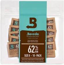 Boveda 62% RH Size 8-10 Pack Two-Way Humidity Control Packs - for Storing 1 Oz -