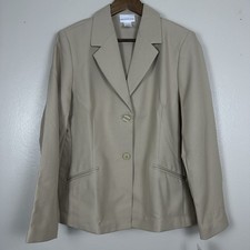 Alfred Dunner Women's 14 Beige Blazer Two-Button Office Business NEW