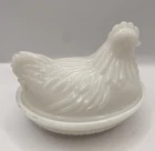 Vintage Hazel Atlas White Milk Glass Hen on Nest Covered Dish