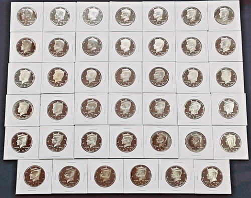 1968-2008 S Proof Kennedy Half Dollar 41 Coin Set Run 3 40% silver coins!!  K38