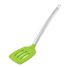 Kitchenware Stainless Steel Grip Silicone Slotted Pancake  Spatula Green