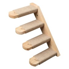 Cat Climbing Shelf: Wall-Mounted 4-Step Stairway with Jute Scratching Platform