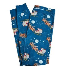 Hanna Andersson Pajama Pants Unisex XXL Blue Santa Sleigh Reindeer Christmas