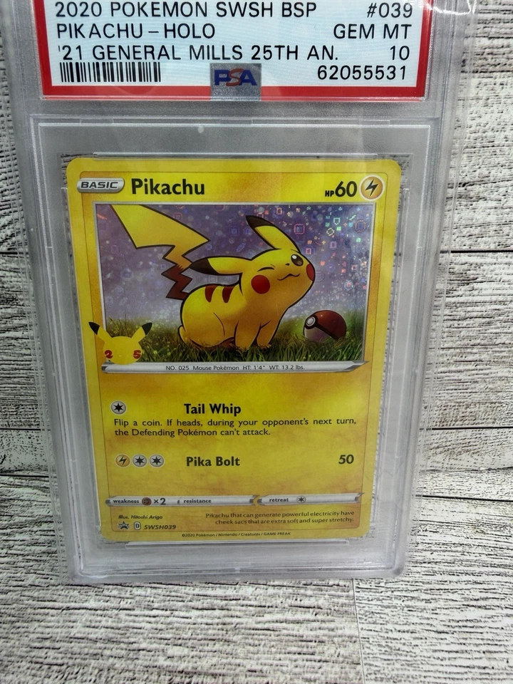 PSA 10 Pokemon Pikachu 2020 General Mills 25th Anniversary Holo Promo SWSH039 - Image 3 of 4