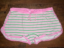 Victoria's Secret Pink Dorm Cotton Boyshort Panties White Pink Green Stripe L XL