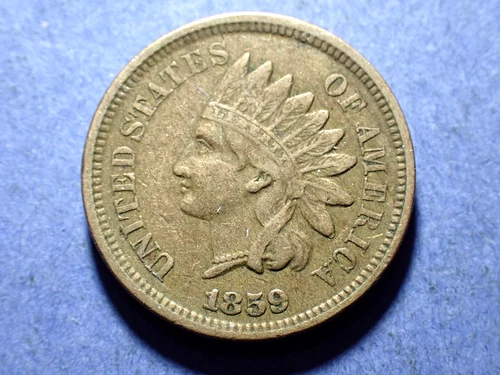 1859 Copper Nickel Indian Cent  Ch. VF