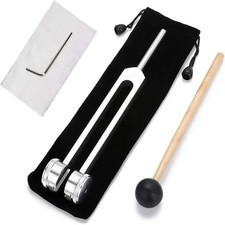 128Hz Stainless Steel Tuning Fork Set with Silicone Hammer Sound Therapy Tool