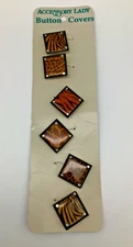 Accessory Lady Button Covers Set Of 6 Square Animal Prints With Rhinestones New