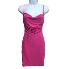 Y2K 21 Saints Strappy Bodycon Mini Dress Sz S Backless Hot Pink Sexy Lined Club