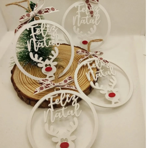4 Pcs Feliz Natal Reindeer Christmas Tree Ornaments Plastic Xmas Decor