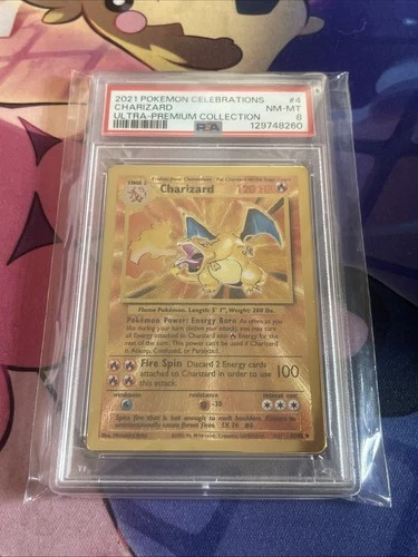 Pokemon Card Charizard 4/102 Gold Metal Celebrations UPC 25th Anniversary PSA 8