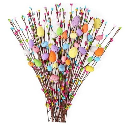  39Pcs Easter Decorations Artificial Easter Spray Vine with Pastel Eggs and 