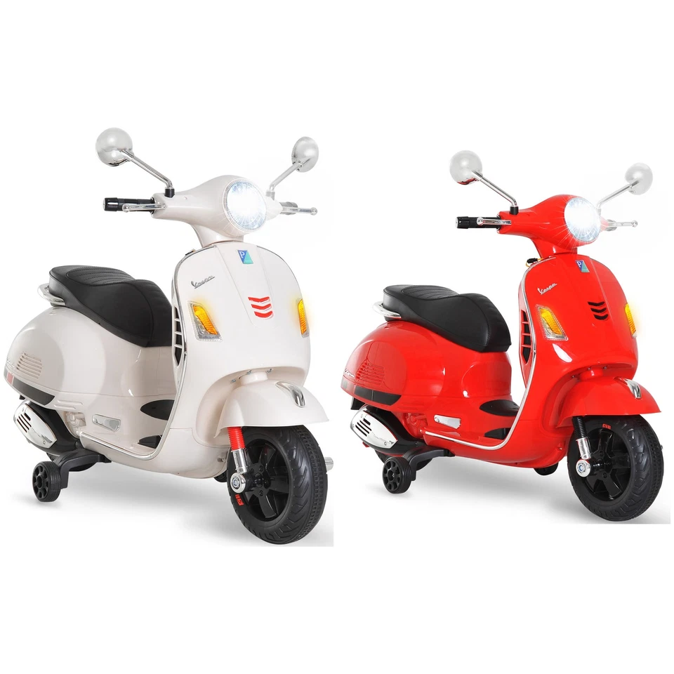 HOMCOM Moto Elettrica per Bambini 3-6 Anni Vespa 6V con Suoni e Luci