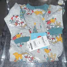 Disney Christmas, One Piece Footed Sleeper 0-3M (Mickey Minnie) Baby Outfit